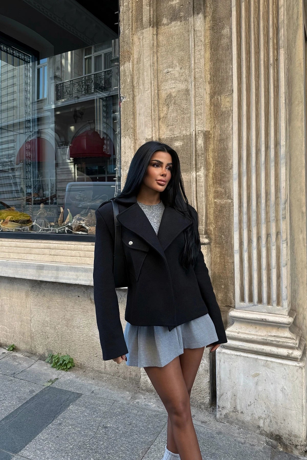 Trendy Tailored Jacket - Black