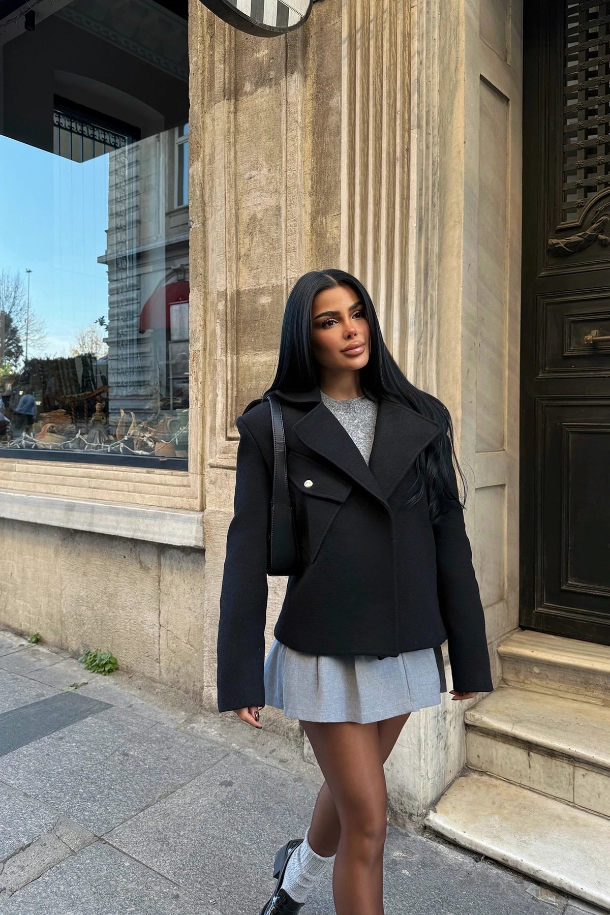 Trendy Tailored Jacket - Black