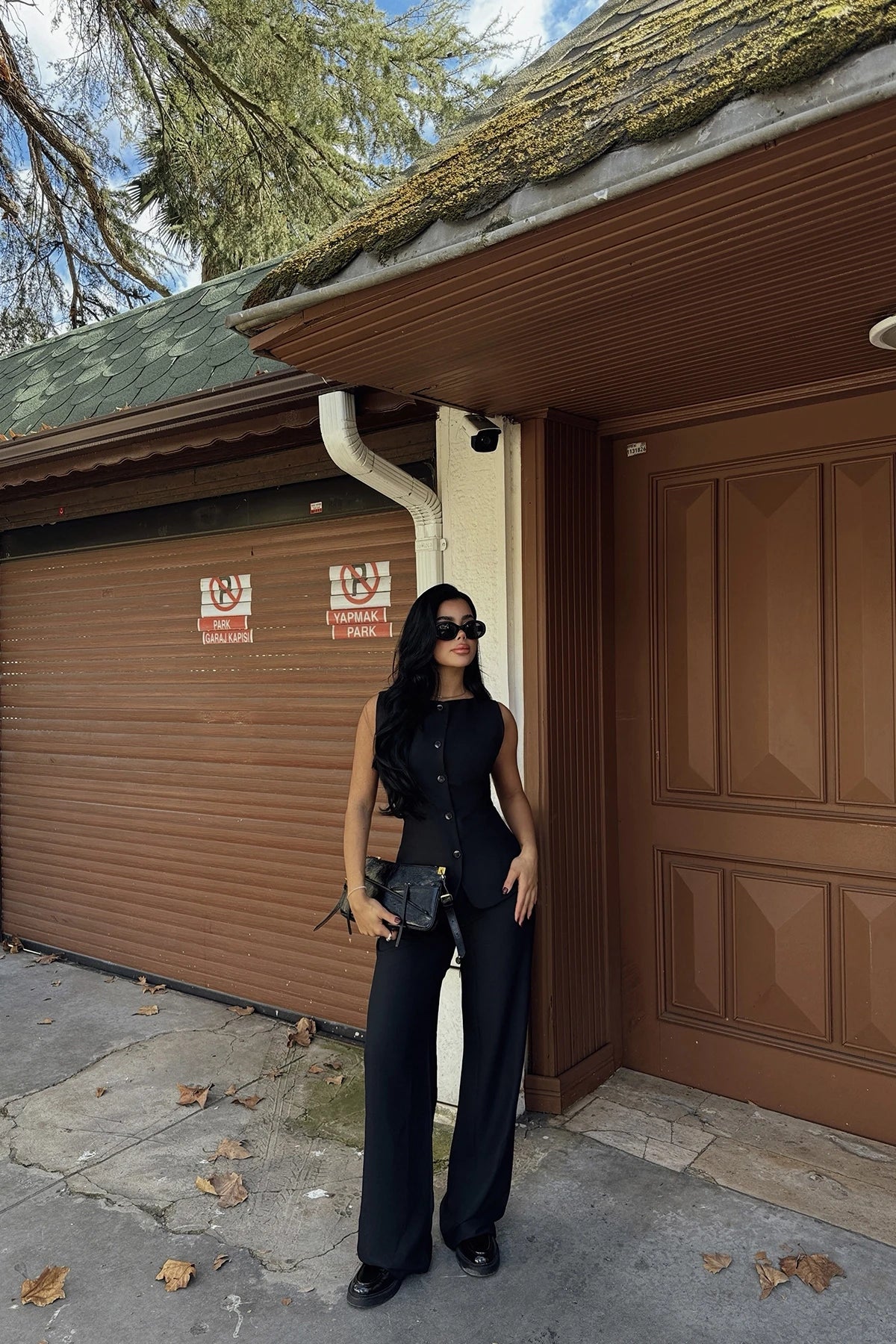 Black Breeze Tie Waist Set