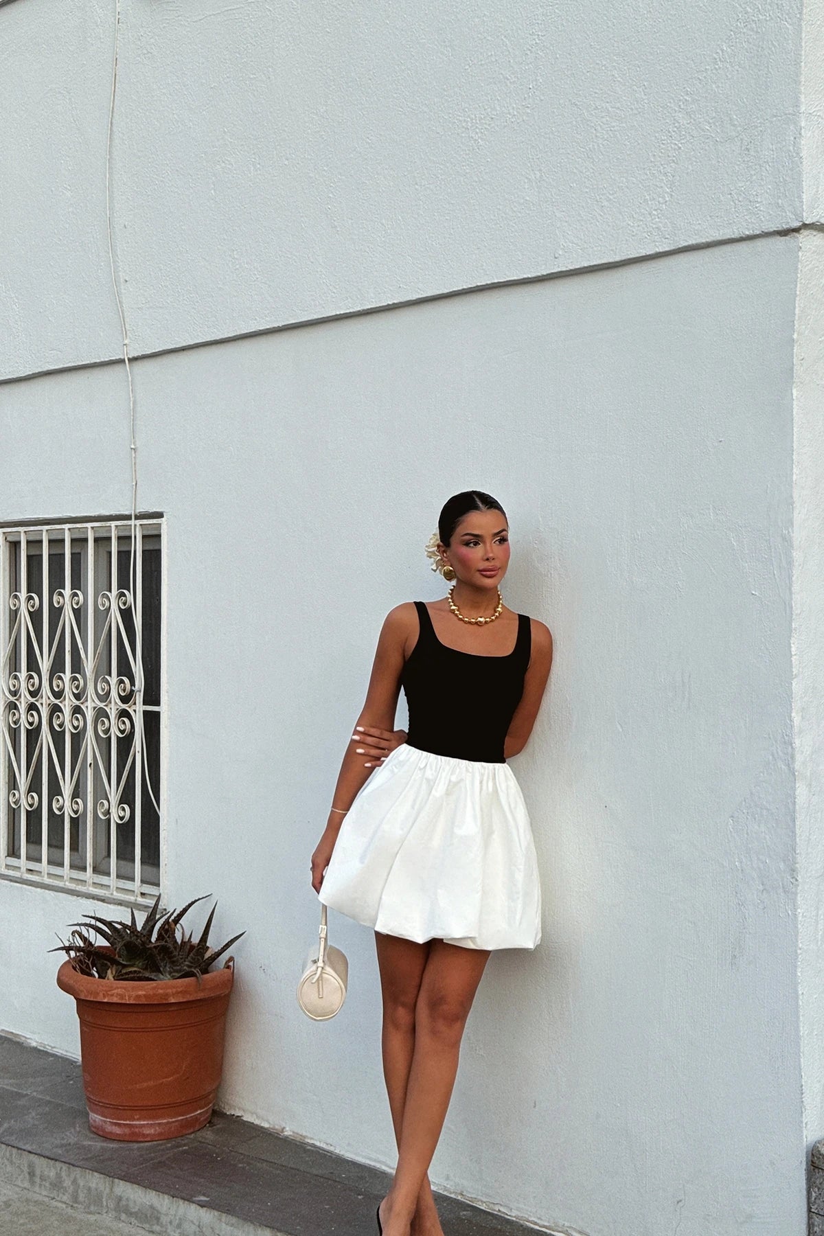 Alexa Mini Dress - Black/White