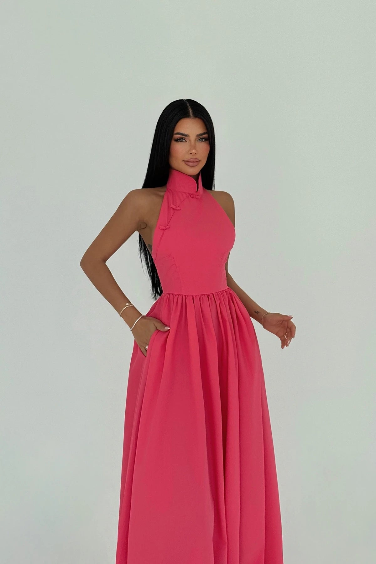 Pink Flower Maxi Dress